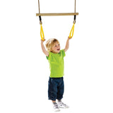 Blue Rabbit Wooden Ring Trapeze with Red Rings - Your Little Monkey